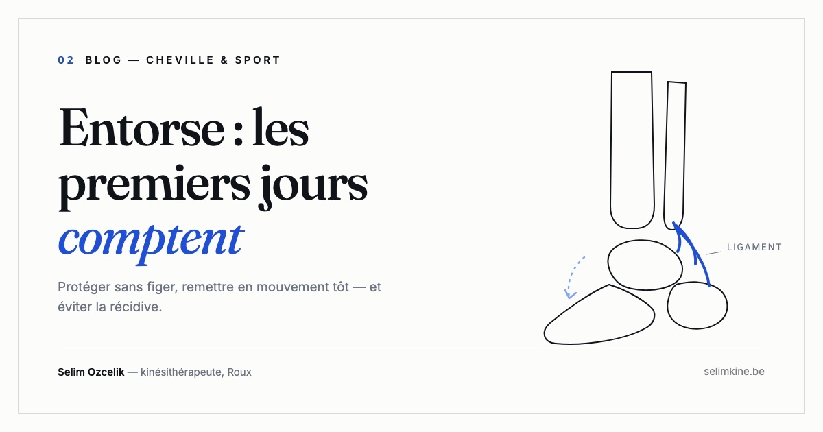 Illustration : cheville schématique, ligaments externes et mécanisme d'inversion